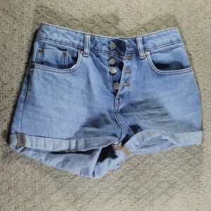 Vintage Roxy Size 27 High Rise Button Fly Cuffed Denim Shorts